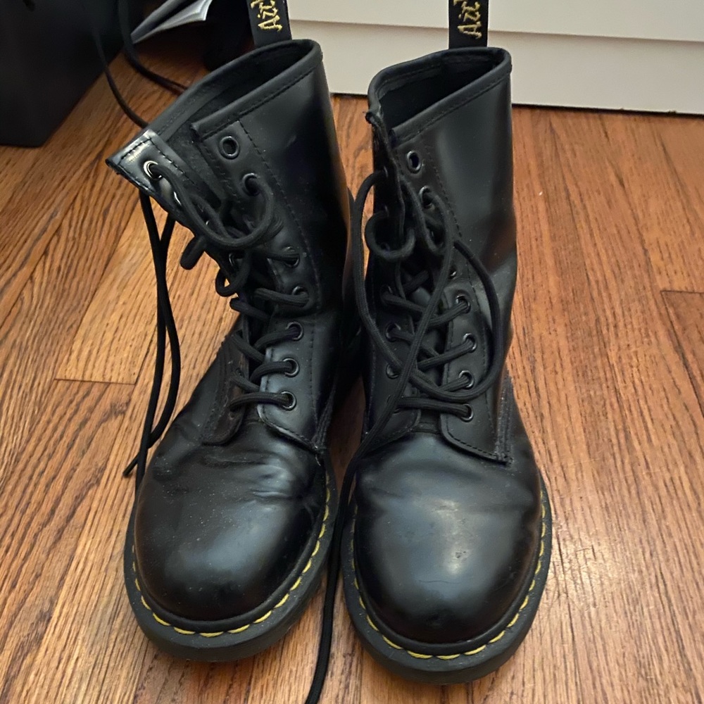 Dr. Martens Black Leather Moto Boots